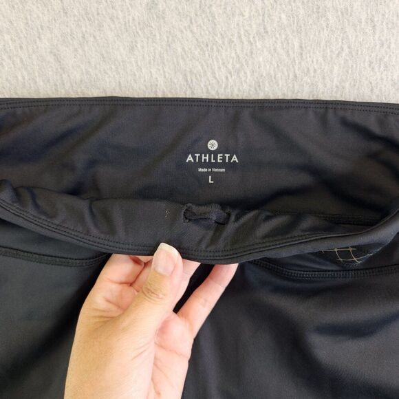 Athleta Leggings Womens Large Black Straight Up Yoga Reflective Zip Pocket - Picture 3 of 14
